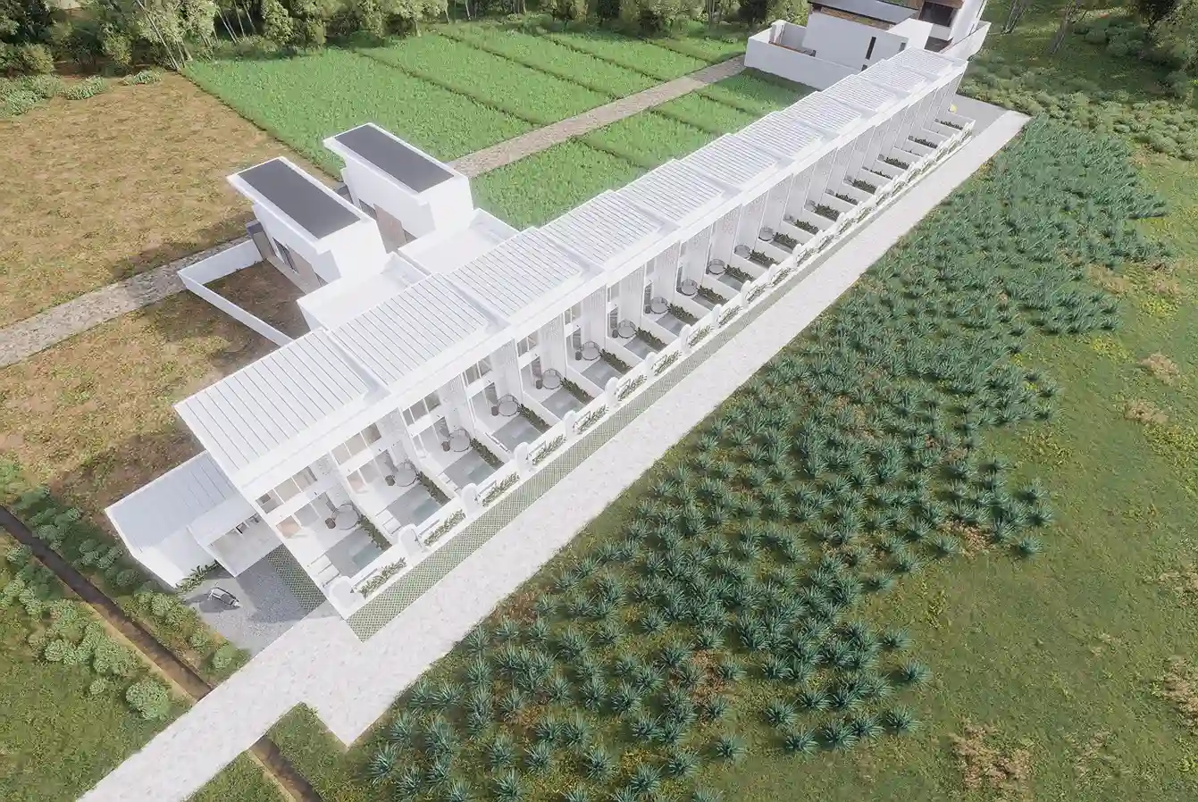 Aerial view of The Aether Lofts